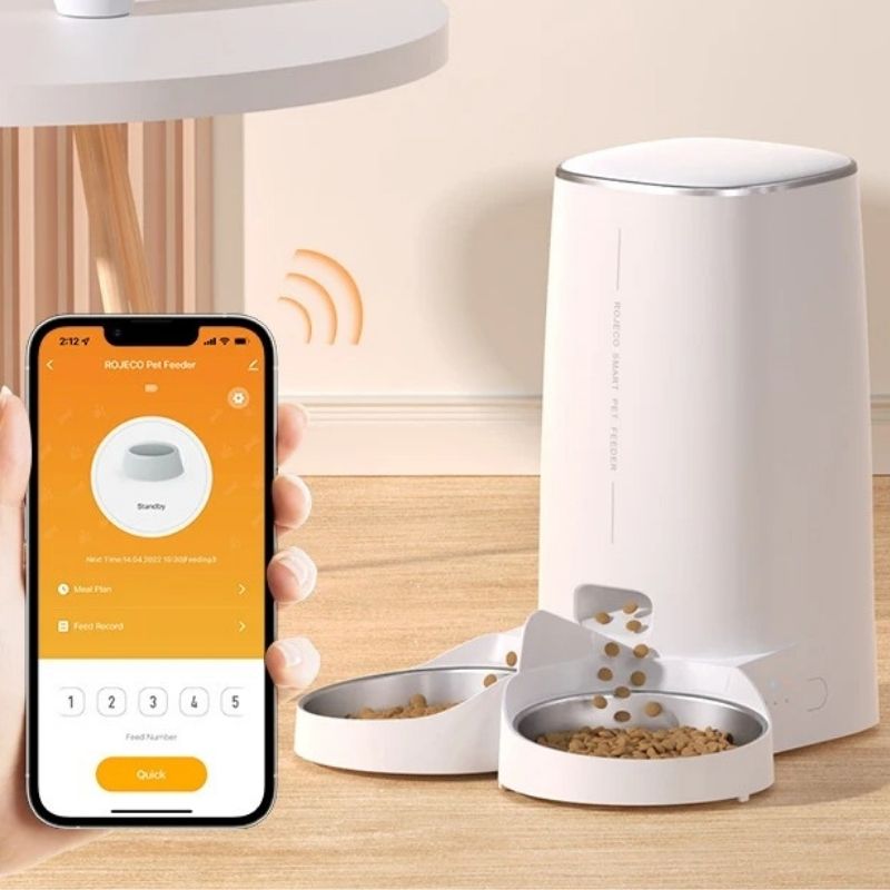 distributeur automatique de croquettes pour 2 chats programmable wifi avec contrôle application smartphone