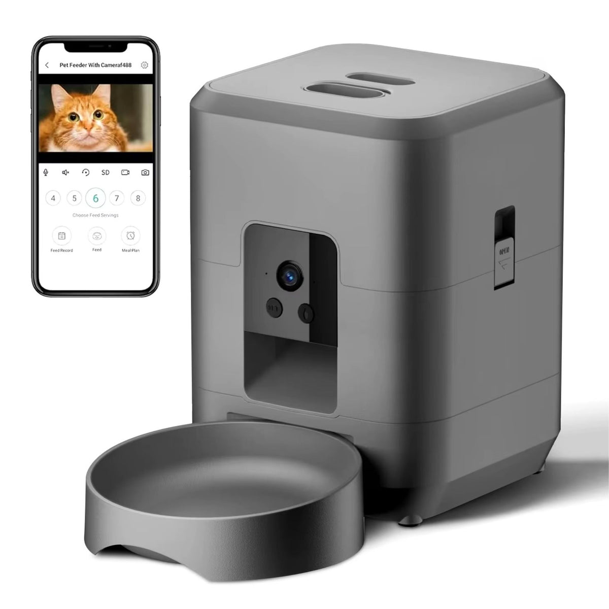 distributeur automatique de croquettes pour chat connecté avec contrôle via application smartphone