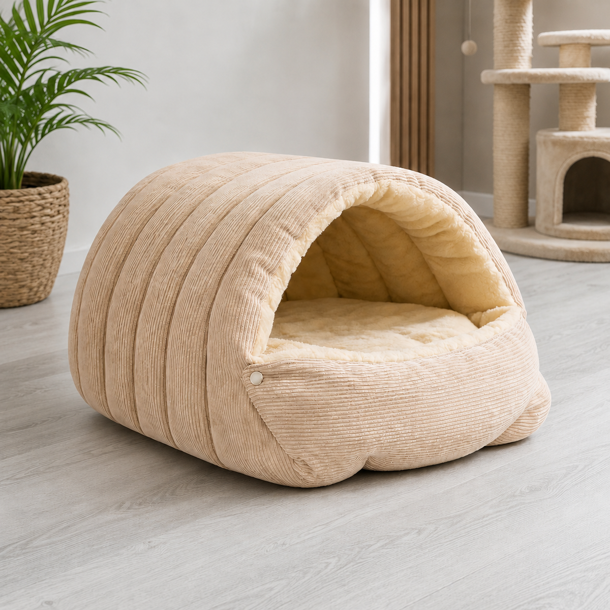 Lit pour chat avec tissu polaire ultra doux, velours côtelé premium et coussin moelleux pour un confort chaleureux au quotidien Catedo