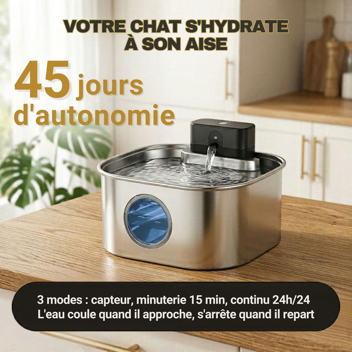 Fontaine à eau pour chat - Inox sans fil