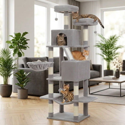 Arbre à chat xxl griffoir sisal corbeille - plusieurs chats solide