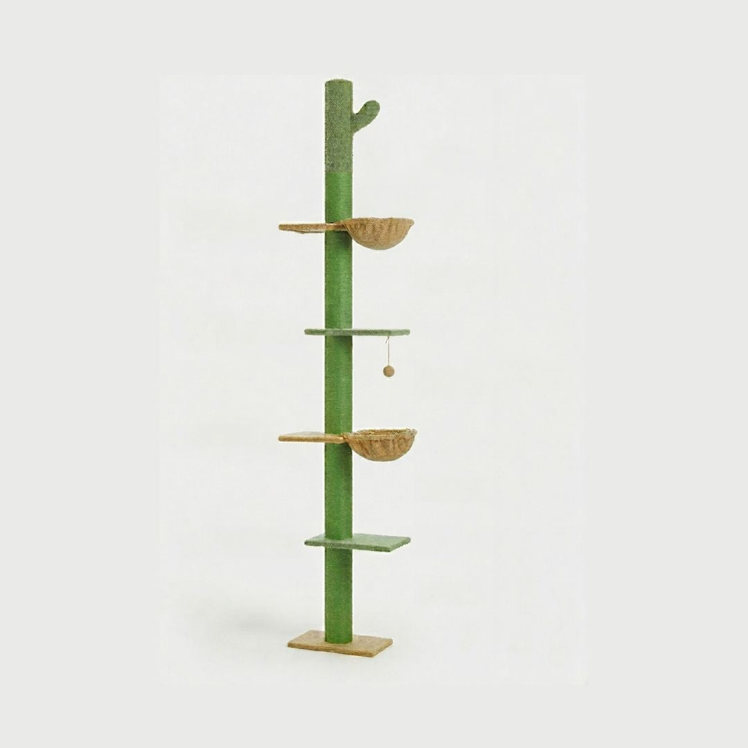 Original Cactus Cat Tree Adjustable Height - Floor to Ceiling Sisal Scratching Post Design