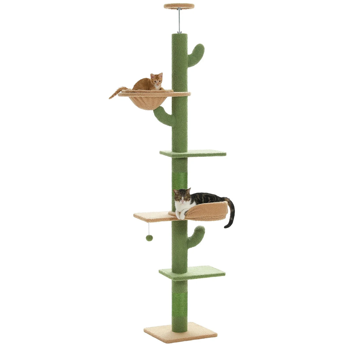 Original Cactus Cat Tree Adjustable Height - Floor to Ceiling Sisal Scratching Post Design