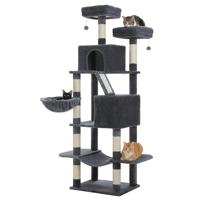 rbre à chat XXL gris anthracite chat noir corbeille chat tigré perchoir chat roux plateforme griffoir sisal