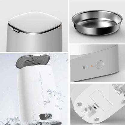 distributeur automatique de croquettes pour 2 chats détails bol inox acier étanche bouton wifi et haut-parleur