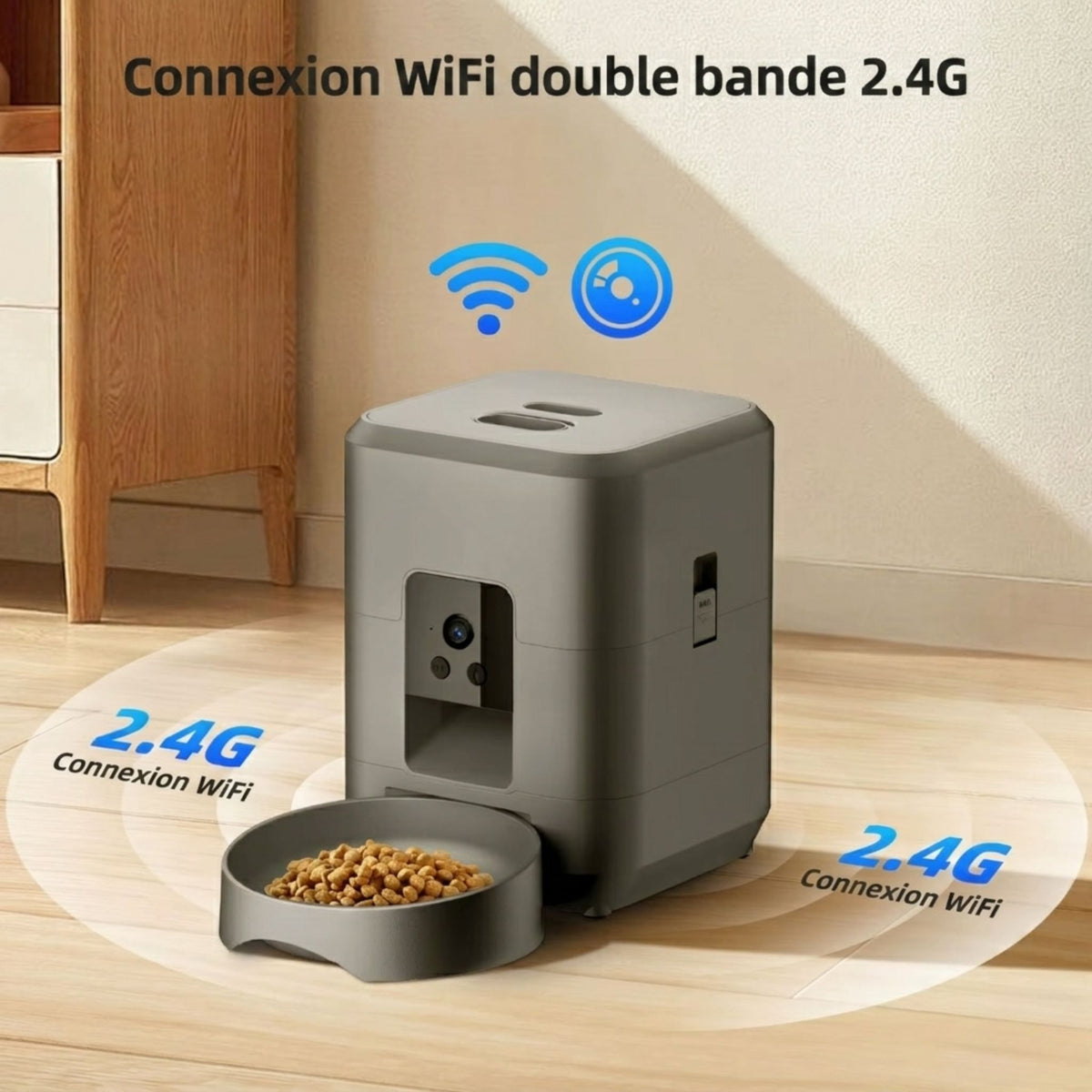 distributeur automatique de croquettes pour chat connecté WiFi 2,4 GHz