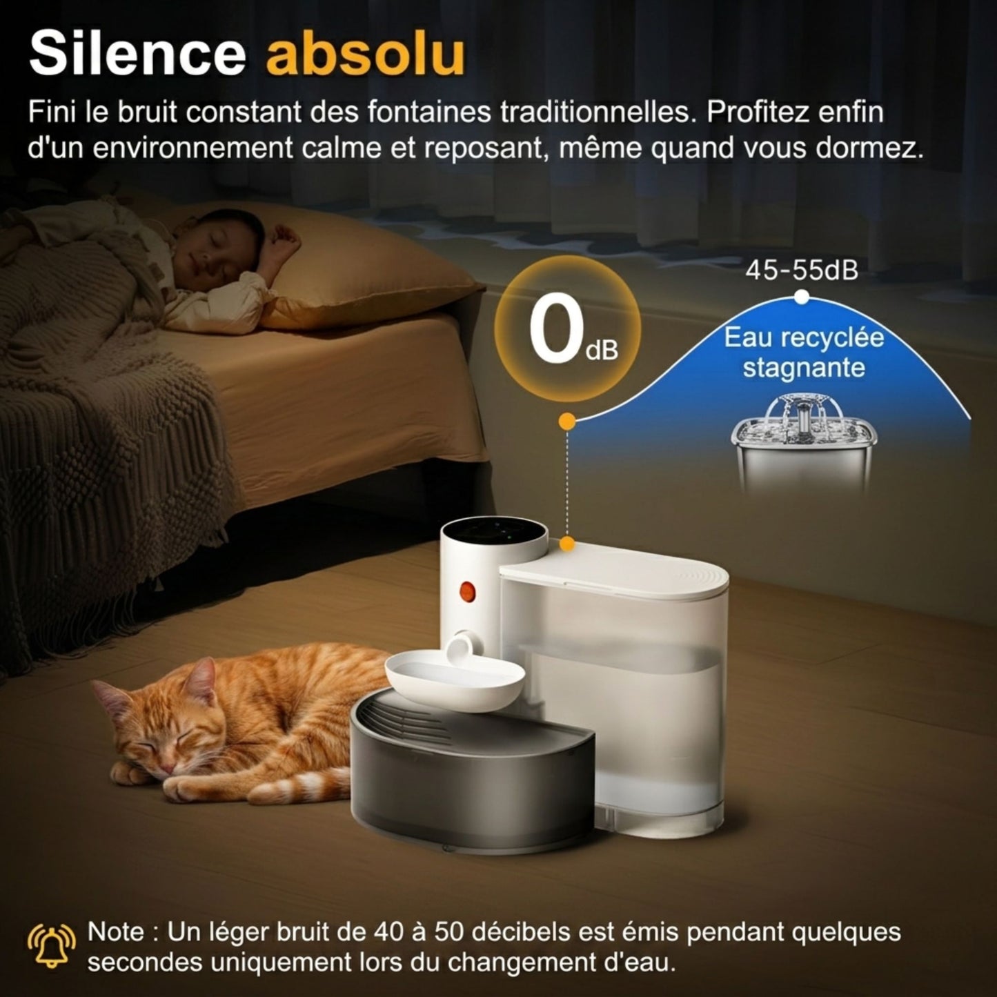 Fontaine à eau pour chat avec réservoir de 3,5L, votre chat hydraté jusqu'à 9 jours sans remplissage, même en votre absence