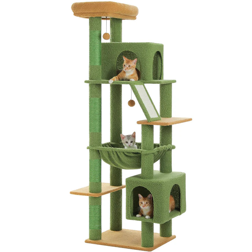 Arbre à chat 180 cm multi-niveaux, hamac, cabanes et griffoirs en sisal, Vigie