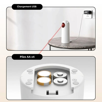 Laser pour chat rechargeable USB ou alimenté par piles AA, jouet interactif automatique offrant une utilisation flexible et pratique au quotidien Catedo