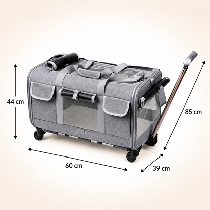 Sac de transport pour chat à roulettes noir avec poignée télescopique, grande capacité et panneaux respirants pour voyager confortablement avec votre chat Catedo